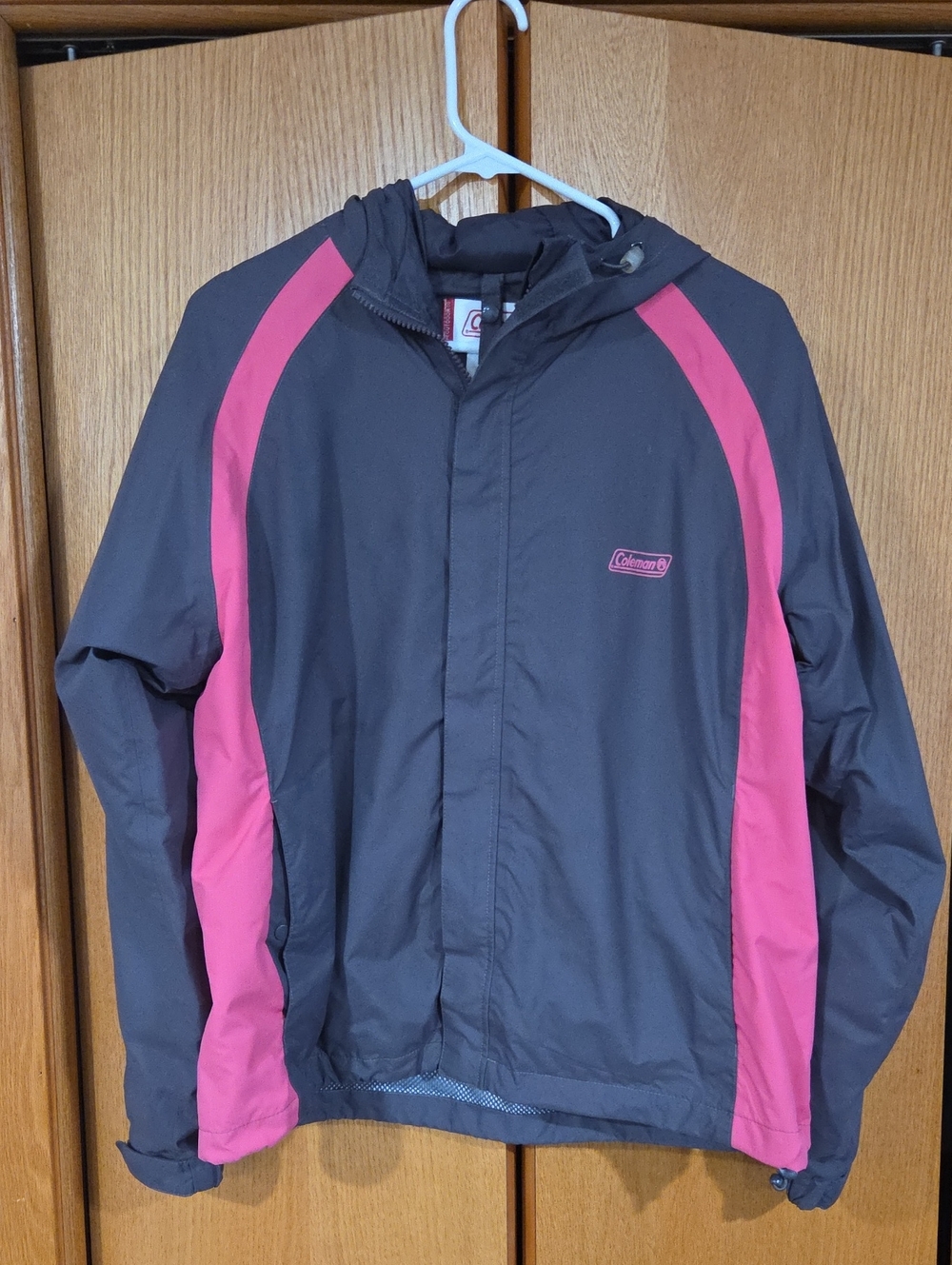 Coleman Black Jacket with Pink Side Panels Hooded Windbreaker